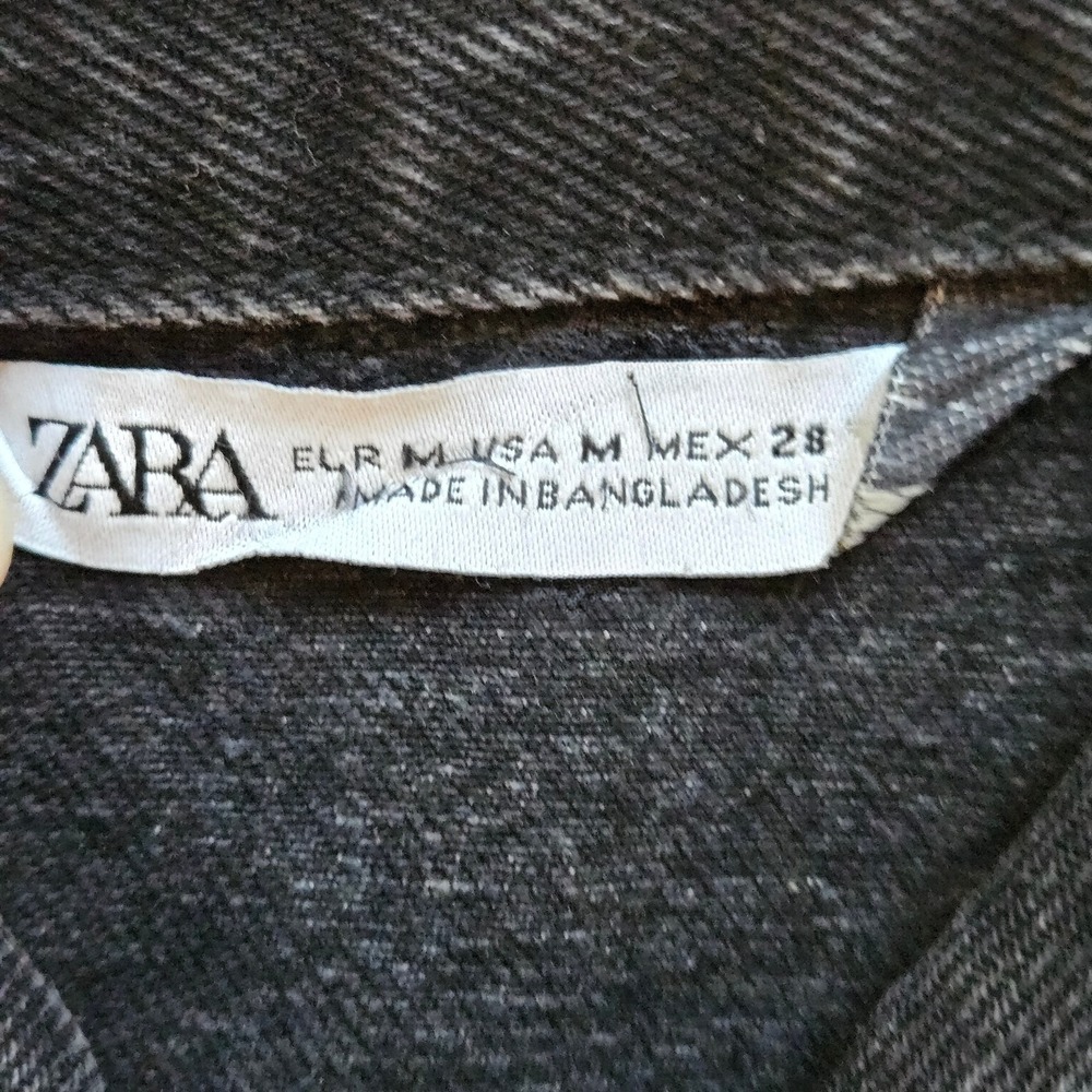 Zara Black Rhinestone Spiderweb Cropped Denim Jacket Goth Alt Y2K Medium - Picture 7 of 8